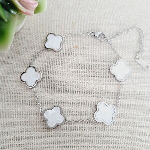 Cute Clover Motif Steel 18k Plated Bracelet